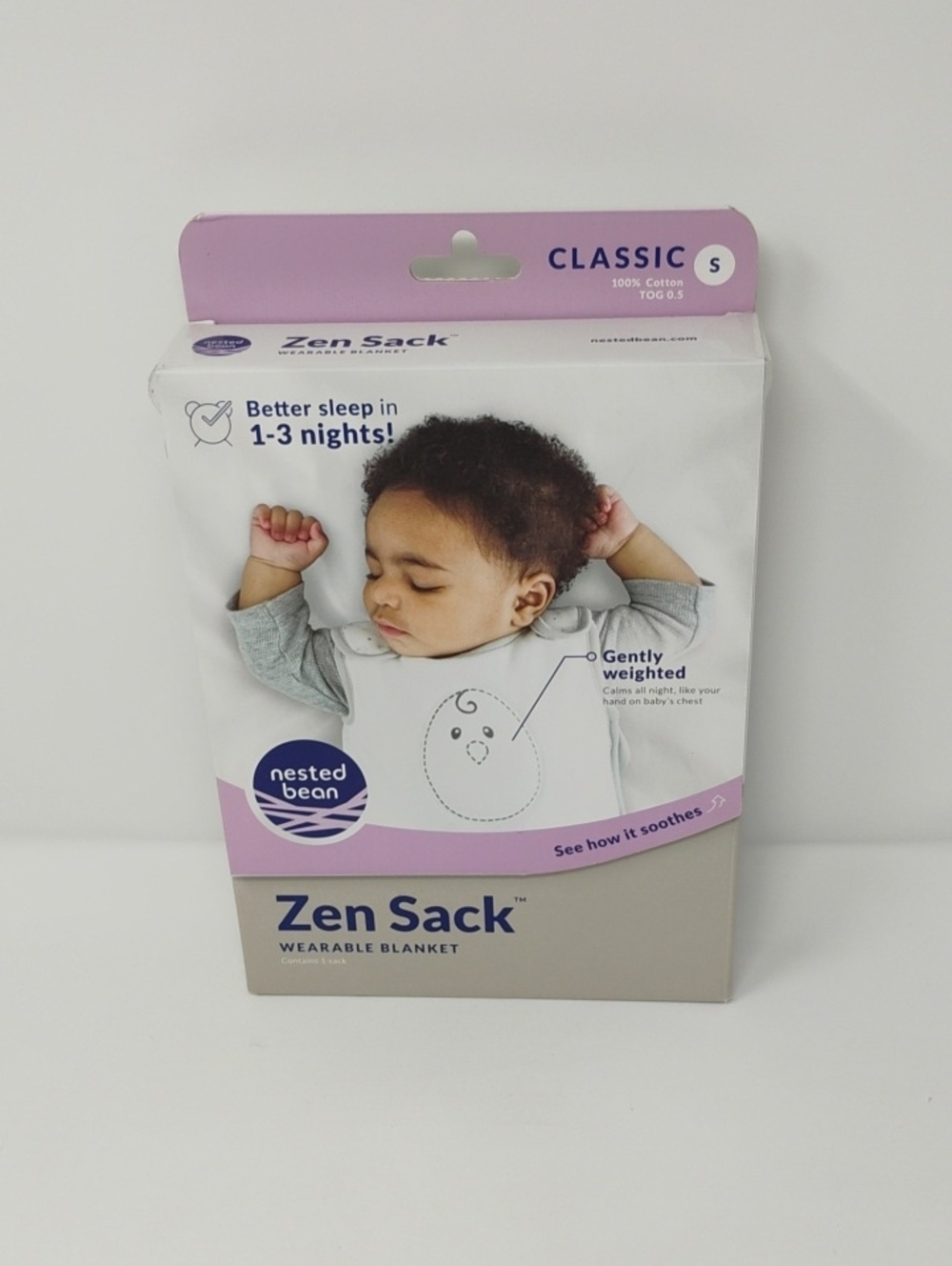 Nested Bean Zen Sack Stardust Grey Wearable Blanket Size Small New In Box
